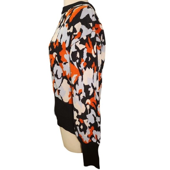 Nine West Sweater Womens Medium Artsy Floral Stripe Stretch Knit Cotton Crewneck - Picture 3 of 10